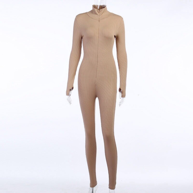 Active Wear Knit Ribbed Rompers Sporty Workout Womens Jumpsuit Long Sleeve Zipper Green Embroidery Letter Print Jogger PR1421G