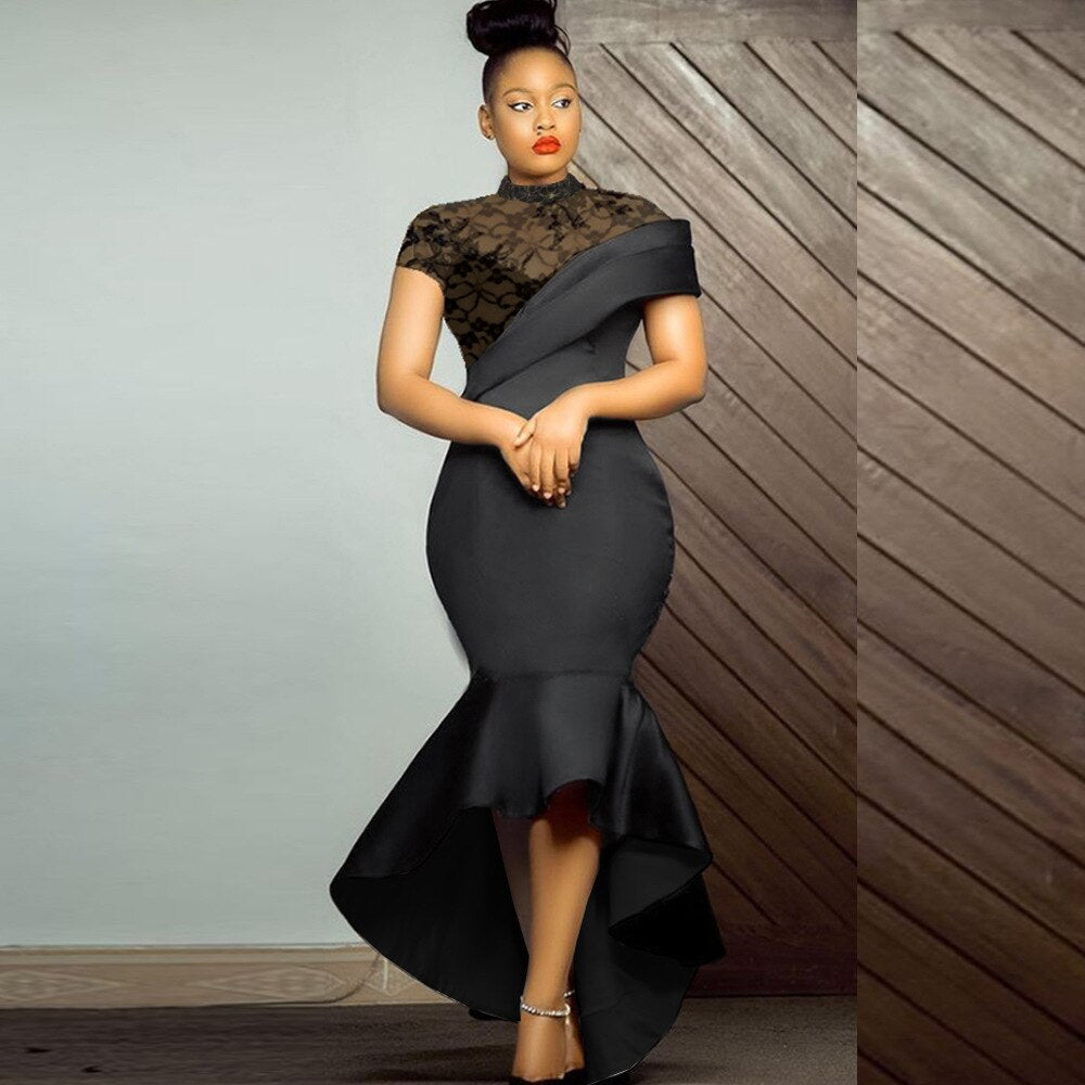 elegant african dresses for wedding guests Women's Formal Party Dress Slim Fit Sexy Tail Dress Birthday Elegant A – Live a Classic Styles