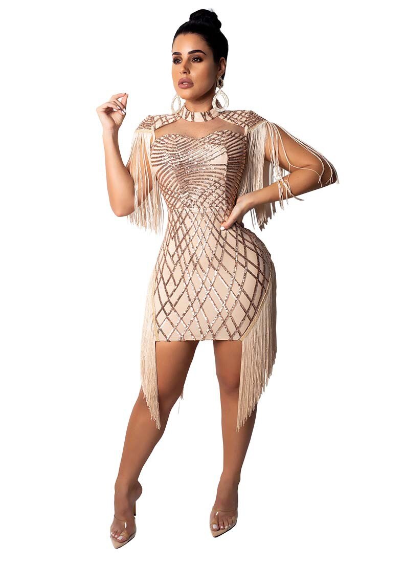 Fashion Women's Clothing With Free Shipping Mesh Sequins Birthday Party For Women Sexy Evening Night Club Party Dresses Vestido