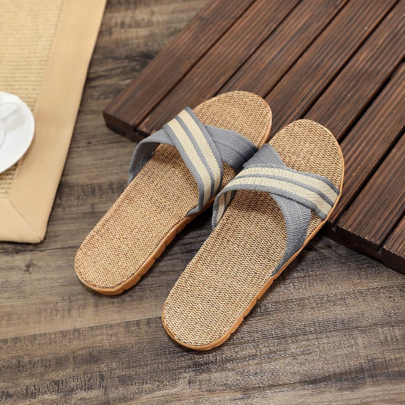 Couple Indoor Home Linen Summer Cotton and Linen Thickened Slippers House Sandals Men Light Cool Floor Hemp Shoes Women Y