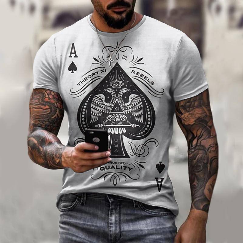 2022 Summer casual 3D Poker A-pattern Series Printed Men's breathable T-shirts Short sleeves O-collar Oversized t-shirt