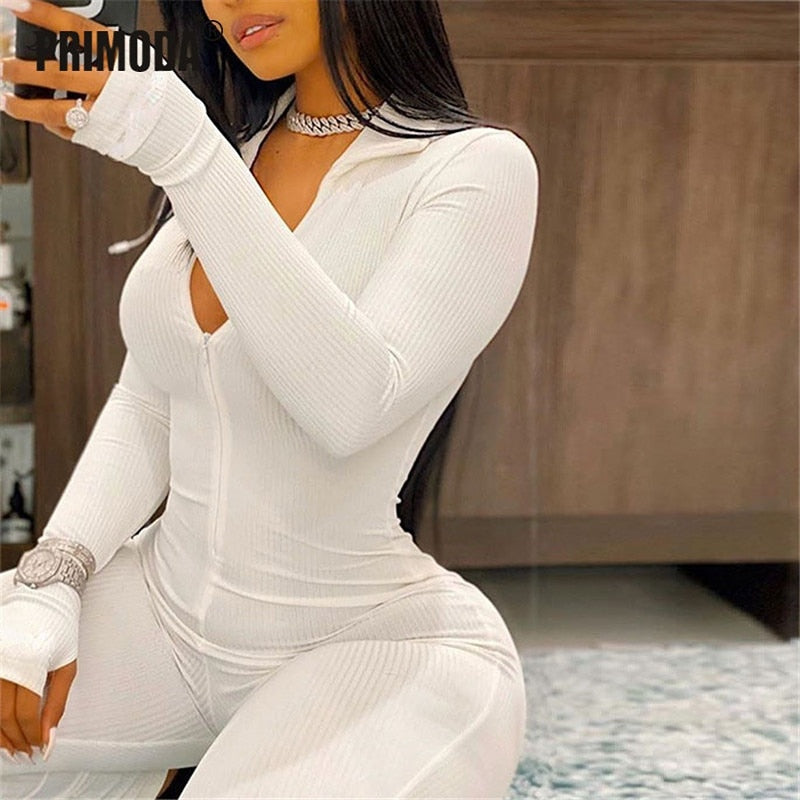 Active Wear Knit Ribbed Rompers Sporty Workout Womens Jumpsuit Long Sleeve Zipper Green Embroidery Letter Print Jogger PR1421G