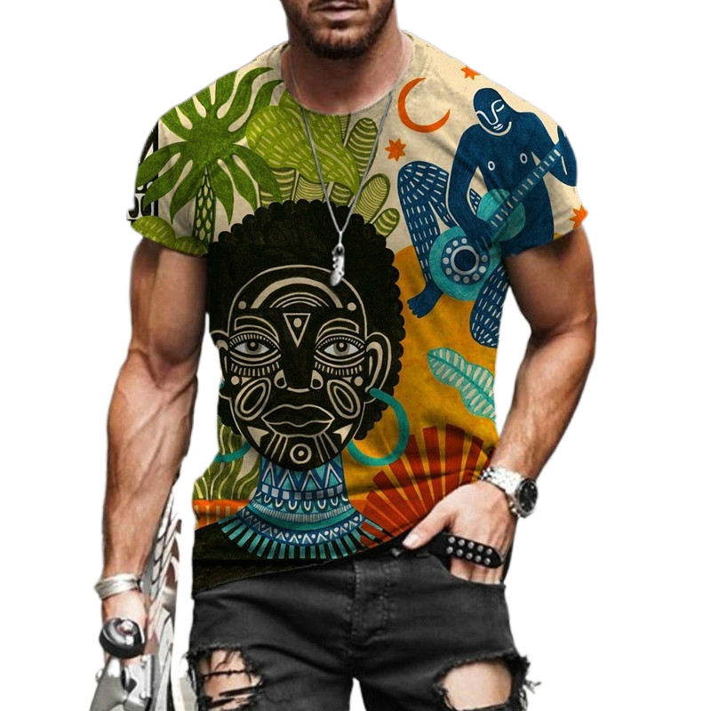 2022 Summer New Style Jesus 3D Print Retro Harajuku Ethnic Short Sleeve T-shirt O-Neck Polyester Material Men's T-shirt