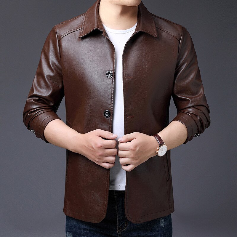 Crocodile brand slim leather jacket coat Men Business Casual Autumn winter new Dress windbreaker mens Blazer faux leather jacket