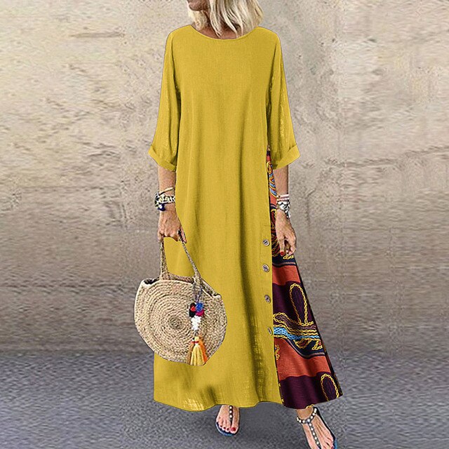 Summer Boho Maxi Dress Women Fashion Floral Printed Loose Sundress Casual High Waist Beach Party Long Dresses Vestidos Robe