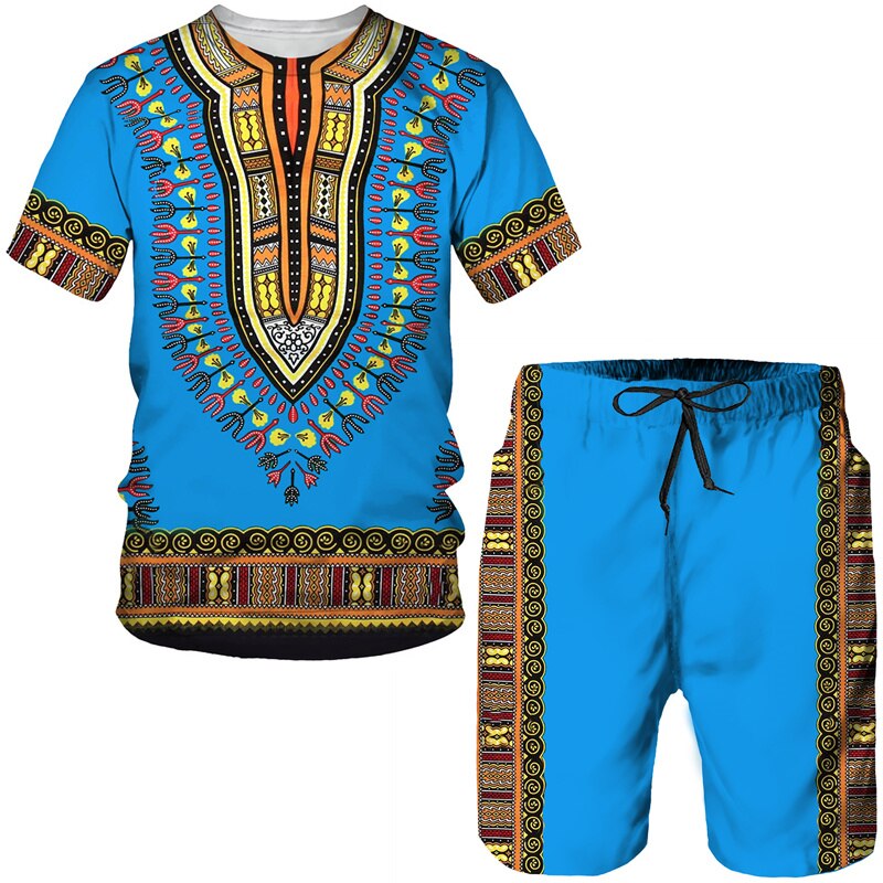 Fashion Funny Harajuku Summer Clothes For Men Leisure O-neck Short Sleeve Tees Set Outdoor Sports Top Shorts 2 Piece Outfit Sets