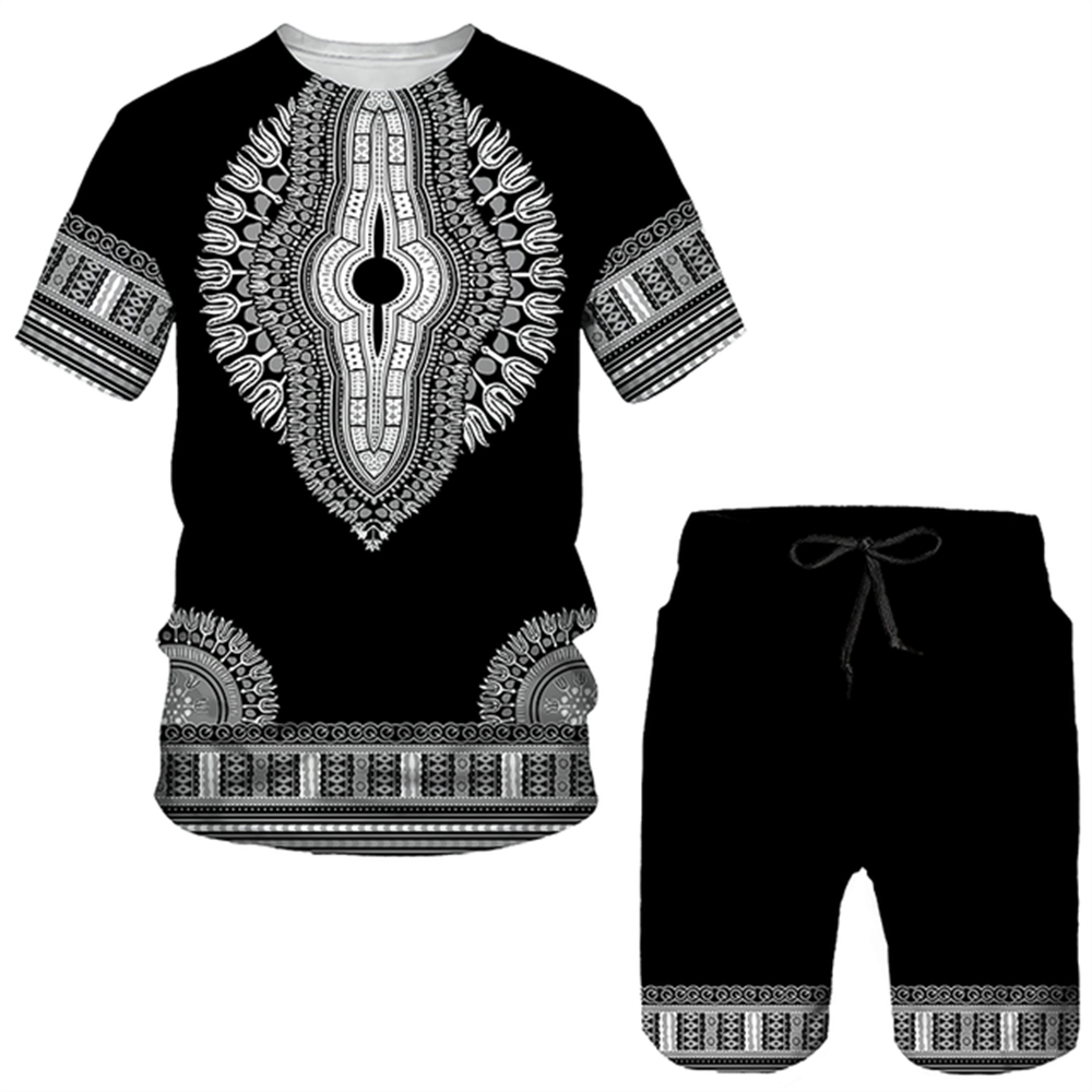 Fashion Funny Harajuku Summer Clothes For Men Leisure O-neck Short Sleeve Tees Set Outdoor Sports Top Shorts 2 Piece Outfit Sets