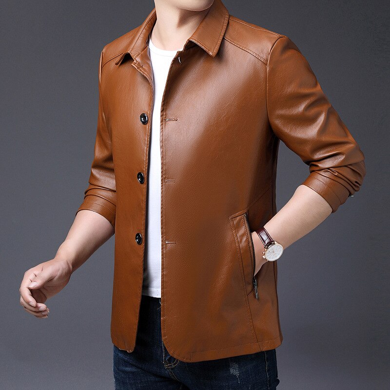Crocodile brand slim leather jacket coat Men Business Casual Autumn winter new Dress windbreaker mens Blazer faux leather jacket
