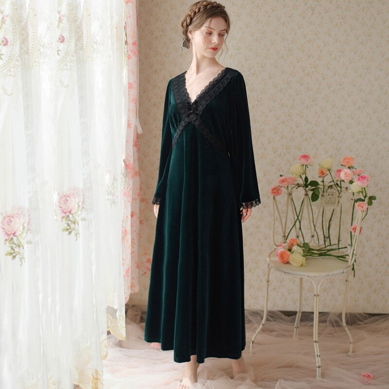 French Spring/Summer Long Canary Fairy Nightgown Thick Home Dress with Loose Flared Sleeves
