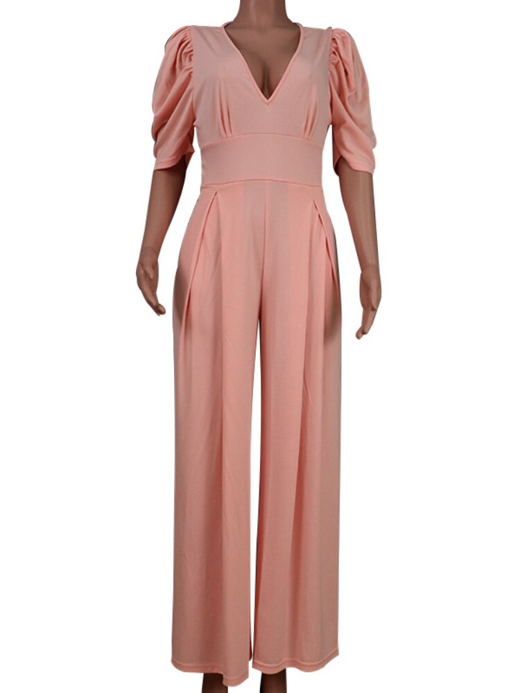 Summer Sexy Long Jumpsuit Women V-neck Backless Lace Waist Jumpsuit Fashion Casual Street Women's Clothing Jump Suits for Women