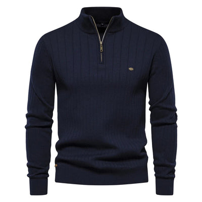 2023 New Autumn Zipper Pullover Sweaters for Men High Quality Warm Winter Stand Collar Cotton Knitted Sweater Men