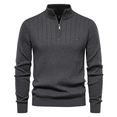 2023 New Autumn Zipper Pullover Sweaters for Men High Quality Warm Winter Stand Collar Cotton Knitted Sweater Men