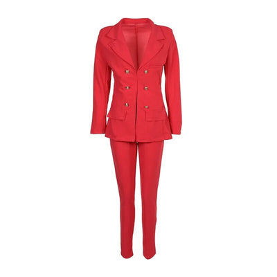 2023 Women 2pcs Clothes Set Spring Summer Solid Color Cardigan Single-Breasted French Casual Suit Jacket Skinny Pants