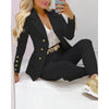 2023 Women 2pcs Clothes Set Spring Summer Solid Color Cardigan Single-Breasted French Casual Suit Jacket Skinny Pants