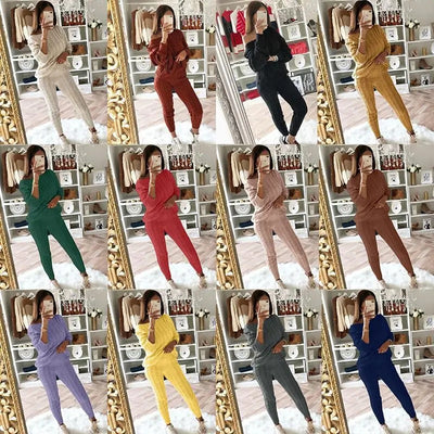 5xl Casual Knitted Long Sleeve O-neck Sweater Top &amp; Long Pants Suit Women Solid Color 2 Pieces Sets 2023 Autumn Winter Clothing