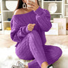 5xl Casual Knitted Long Sleeve O-neck Sweater Top &amp; Long Pants Suit Women Solid Color 2 Pieces Sets 2023 Autumn Winter Clothing