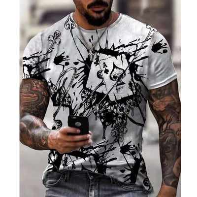 Horrible Skull Spades Poker T-Shirt Casual Men Summer 3D-Print Extra-Large T-Shirt 2022 Comfort Breathable T-Shirt Tops 110-6XL