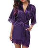 Silk Lace Dress Women's Sleepwear Mini Robe Half Sleeve Lace Bathrobe Sexy Lingerie Night Gown Thongs Nightdress