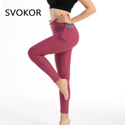 SVOKOR Anti Cellulite Women Leggings with Pockets High Waist Push Up Legging Fitness Gym Pants Spandex Polyester Active Wear