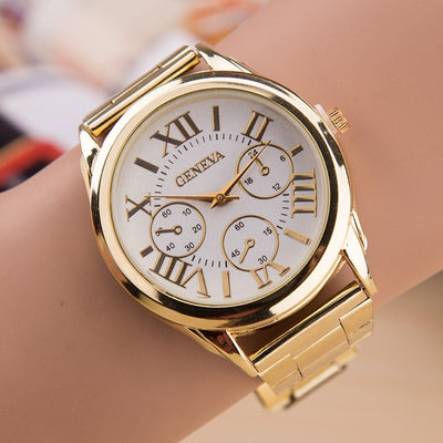 2021 New Brand 3 Eyes Gold Geneva Casual Quartz Watch Women Stainless Steel Dress Watches Relogio Feminino Ladies Clock Hot Sale