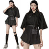 Long Shirts Women 2020 Summer Shirtdress Harajuku Loose Blouse Black Cargo Shirt With Belt Bag 3 Piece Sets Overshirt Korean Top