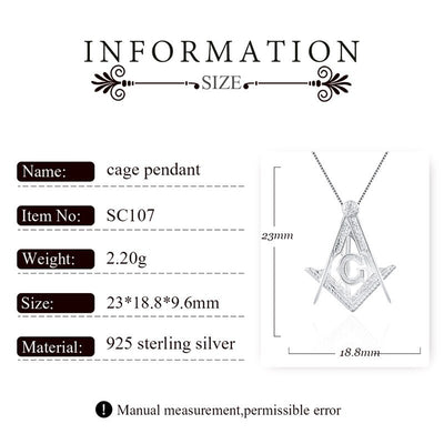 CLUCI 3pcs Silver 925 Free-Mason Logo Shaped Pendant 925 Sterling Silver Pendant for Necklace Jewelry Making Pearl SC107SB