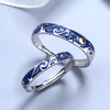 925 Sterling Silver Van Gogh Starry Sky Open Couple Ring For Women Men Romance Student Birthday Gift Premium Enamel Jewelry