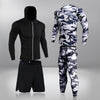 Men's Running 4PC/set Gym Legging Thermal Underwear Compression Fitness Rashguard Male Quick-Drying Tights Track Suit