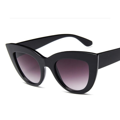 DRESSUUP 13 Colors Sunglasses Women Cat Eye Retro Thick Frame Brand Designer Eyewear Fashiong Mirror Lens Ladies Sun Glasses