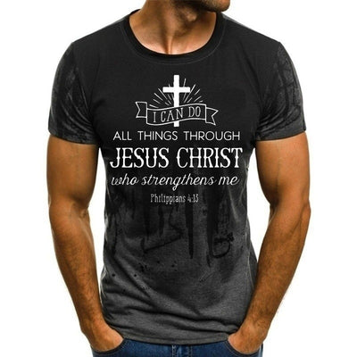 Hot Sale Men's Jesus Christ Cross Print Short Sleeve Casual All-Match Fashion T-Shirt Oversized Round Neck T-Shirt XXS-4XL