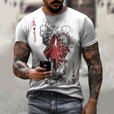 Fashion Playing Cards Lattice Square A 3D Print Men's T-Shirts Casual O-Neck Short Sleeve Loose Oversized T-Shirt Tops Tees 6XL