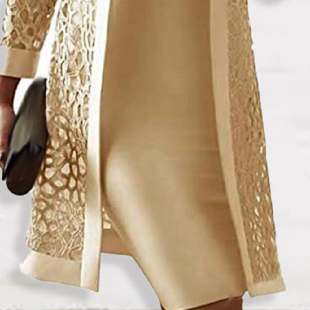 Women Mother of The Bride Dresses Long Sleeve Knee Length Jacket Formal Party Evening Gown Party Dress Vestido Feminino