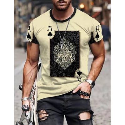 Horrible Skull Spades Poker T-Shirt Casual Men Summer 3D-Print Extra-Large T-Shirt 2022 Comfort Breathable T-Shirt Tops 110-6XL
