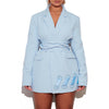Blazer Dress Women Elegant Fashion Luxury Blue Single Breasted Button Pocket Notched Slim High Quality Blazer Clothes 2023 New