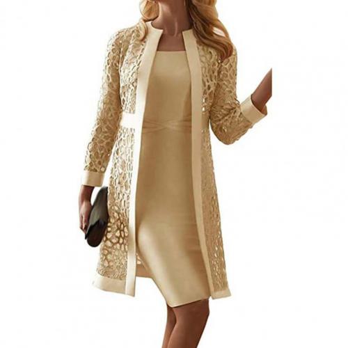 Women Mother of The Bride Dresses Long Sleeve Knee Length Jacket Formal Party Evening Gown Party Dress Vestido Feminino