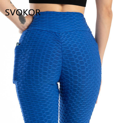 SVOKOR Anti Cellulite Women Leggings with Pockets High Waist Push Up Legging Fitness Gym Pants Spandex Polyester Active Wear