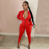 New Workout Active Wear Solid Color Rompers Womens Jumpsuit Sporty Long Sleeve Fitness Clubwear Zipper Party Jumpsuits Bodycon