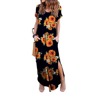 Plus Size 5XL Sexy Women Dress Summer 2020 Casual Short Sleeve Floral Maxi Dress For Women Long Dress Free Shipping Lady Dresses