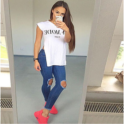 New ripped jeans for women's dress, skinny pants with small legs, blue super elastic, hot seller in Europe and America