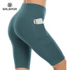 SALSPOR Active Sport Leggings Women Pocket High Waist Fitness Short Leggings Sportswear Breathable Leggings Ladies Gym Wear