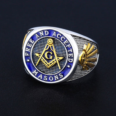 Free and Accepted Masons Blue Lodge Freemason Masonic 925 Sterling Silver Ring
