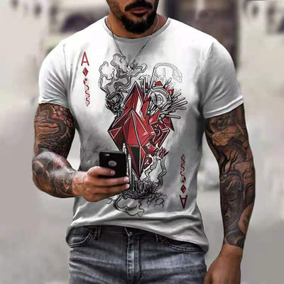 Horrible Skull Spades Poker T-Shirt Casual Men Summer 3D-Print Extra-Large T-Shirt 2022 Comfort Breathable T-Shirt Tops 110-6XL