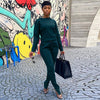 Active Wear Sporty Fitness Two Piece Set Women Casual Long Sleeve Pullover Top+high Waist Drawstring Zipper Split Hem Sweatpants
