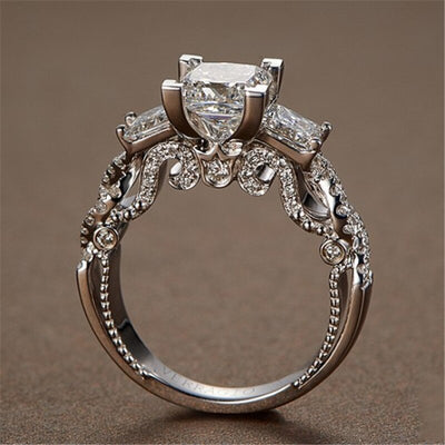 Vintage Three stone Lab Diamond Ring 925 sterling silver Bijou Engagement Wedding band Rings for Women Men Charm Party Jewelry