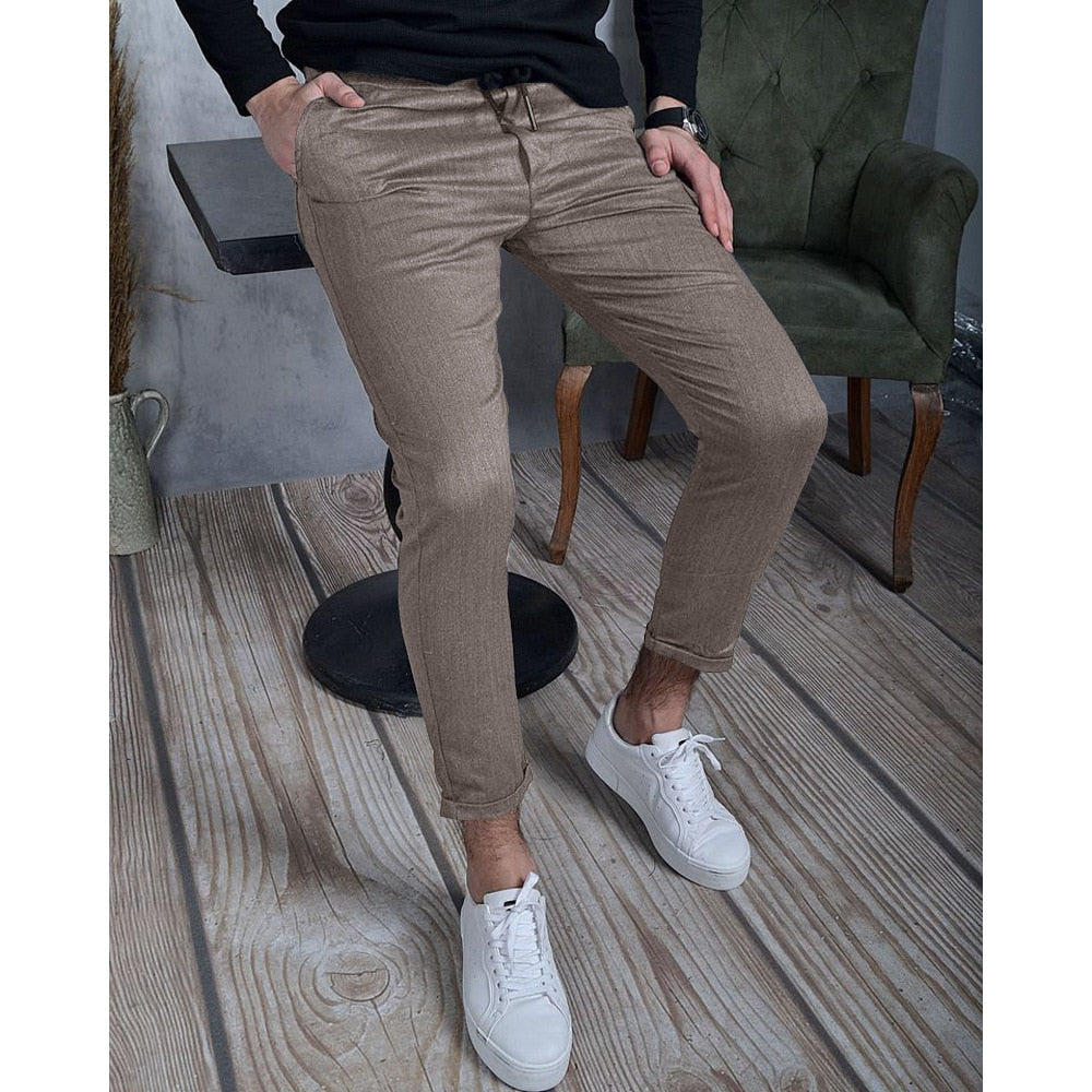 Slim Soild Color Casual Man Pants Classic Style Business Dress Male Trousers Spring Summer Straight Suit Clothes Men Sreatwear