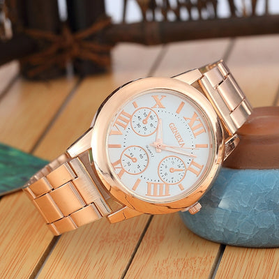 2021 New Brand 3 Eyes Gold Geneva Casual Quartz Watch Women Stainless Steel Dress Watches Relogio Feminino Ladies Clock Hot Sale