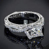 Vintage Three stone Lab Diamond Ring 925 sterling silver Bijou Engagement Wedding band Rings for Women Men Charm Party Jewelry