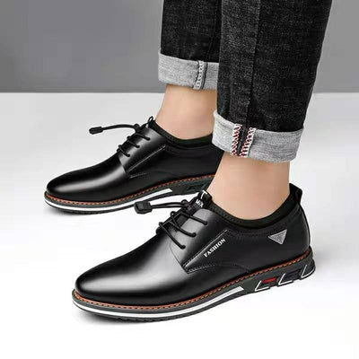Men Dress Shoes Cowhide Leather Shoes Men's Comfortable Low-top British Casual Shoe Platform Shoes Man Formal Shoes