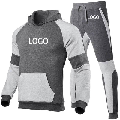 winter slim fit mens training jogging track suit set clothing 2021 sports two piece pants set men jogger hoodie set customized
