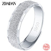 ZDADAN 925 Sterling Silver 6MM Frosted Open Finger Ring For Men Women Adjustable Jewelry Rings